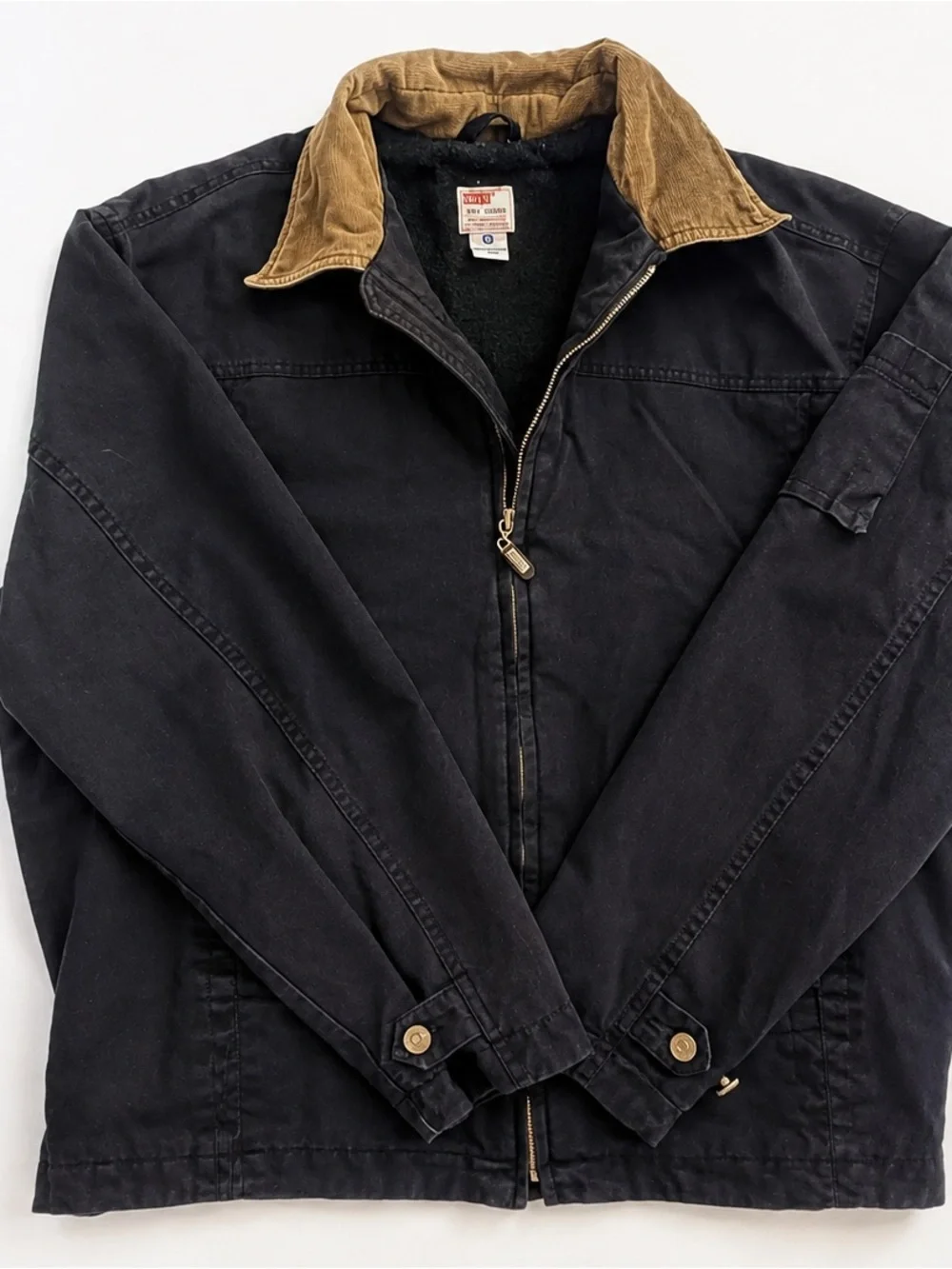 Vintage 90s Levi’s Dry Goods Jacket Men’s L Black Corduroy Collar Lined Workwear
